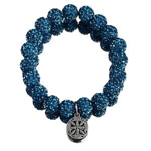 Rustic Cuff Metal Stainless Steel Shambala Beaded Stretch Bracelet Royal blue